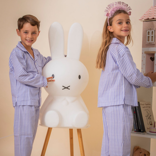 Παιδική πιτζάμα μωβ Ριγέ poplin