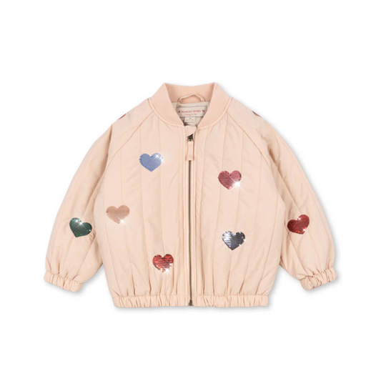 Παιδικό μπουφάν bomber με πούλιες σχέδιο Καρδιές
