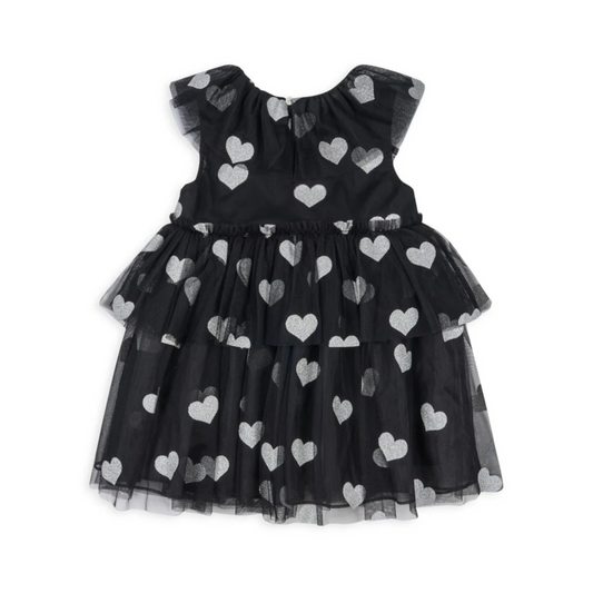 Παιδικό φόρεμα με τούλι και ασημί Καρδιές