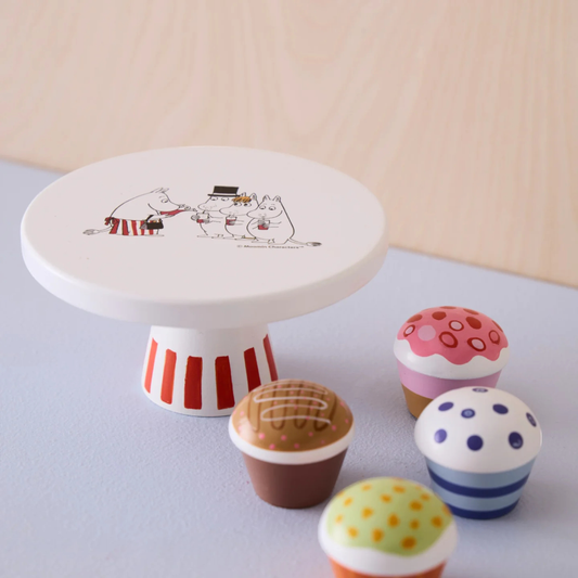 Παιδικό ξύλινο παιχνίδι δίσκος με 4 κεκάκια MOOMIN