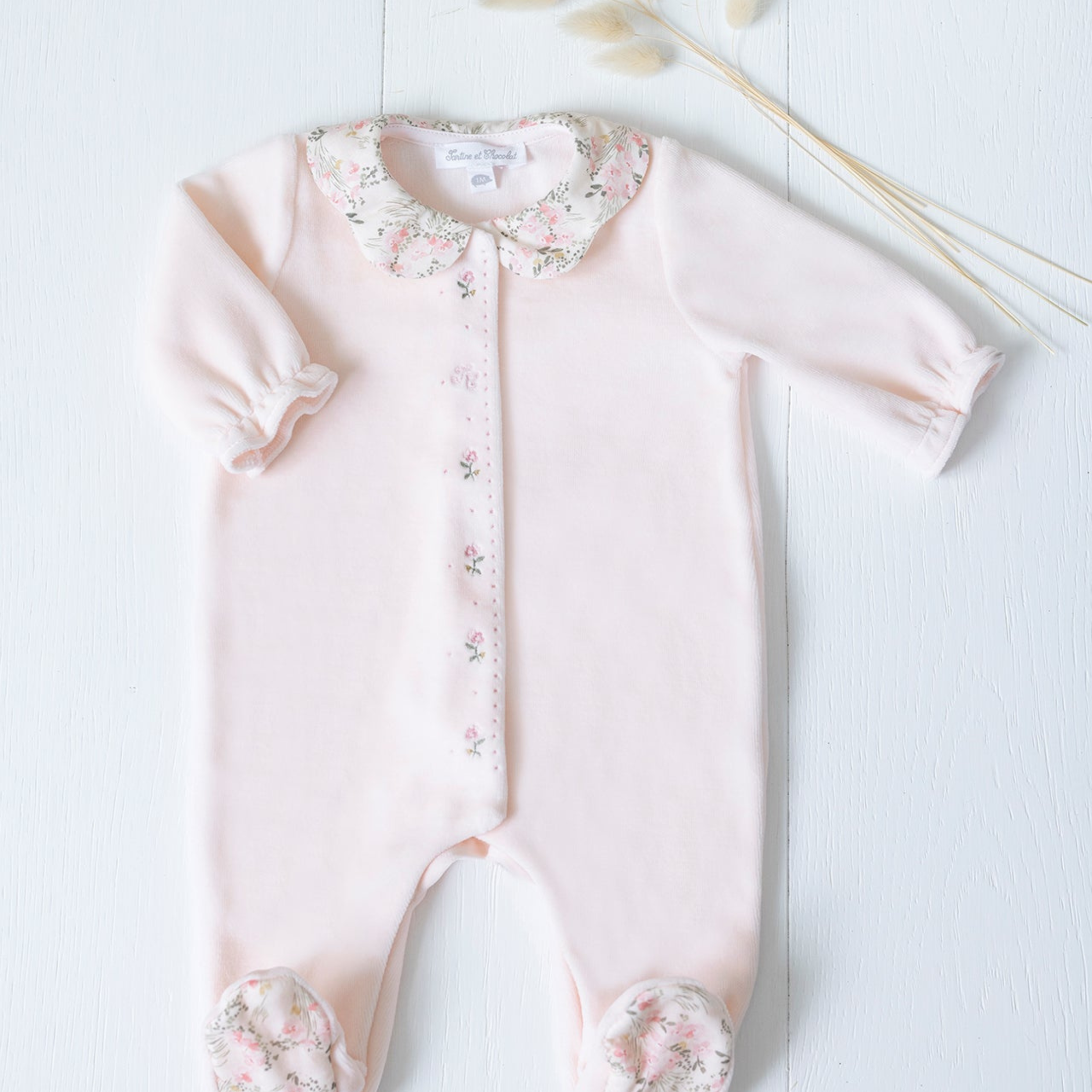 Βρεφικό φορμάκι βελούδο ροζ