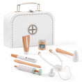 Φορτώστε την εικόνα στον προβολέα γκαλερί, Παιδικό ξύλινο παιχνίδι βαλιτσάκι Γιατρού με εργαλεία (λευκό)
