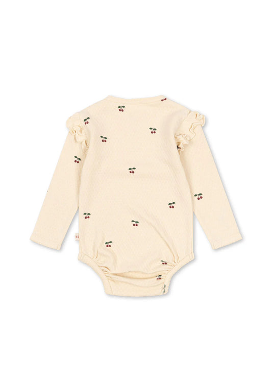 Bρεφικό κορμάκι με βολάν στους ώμους κεράσι