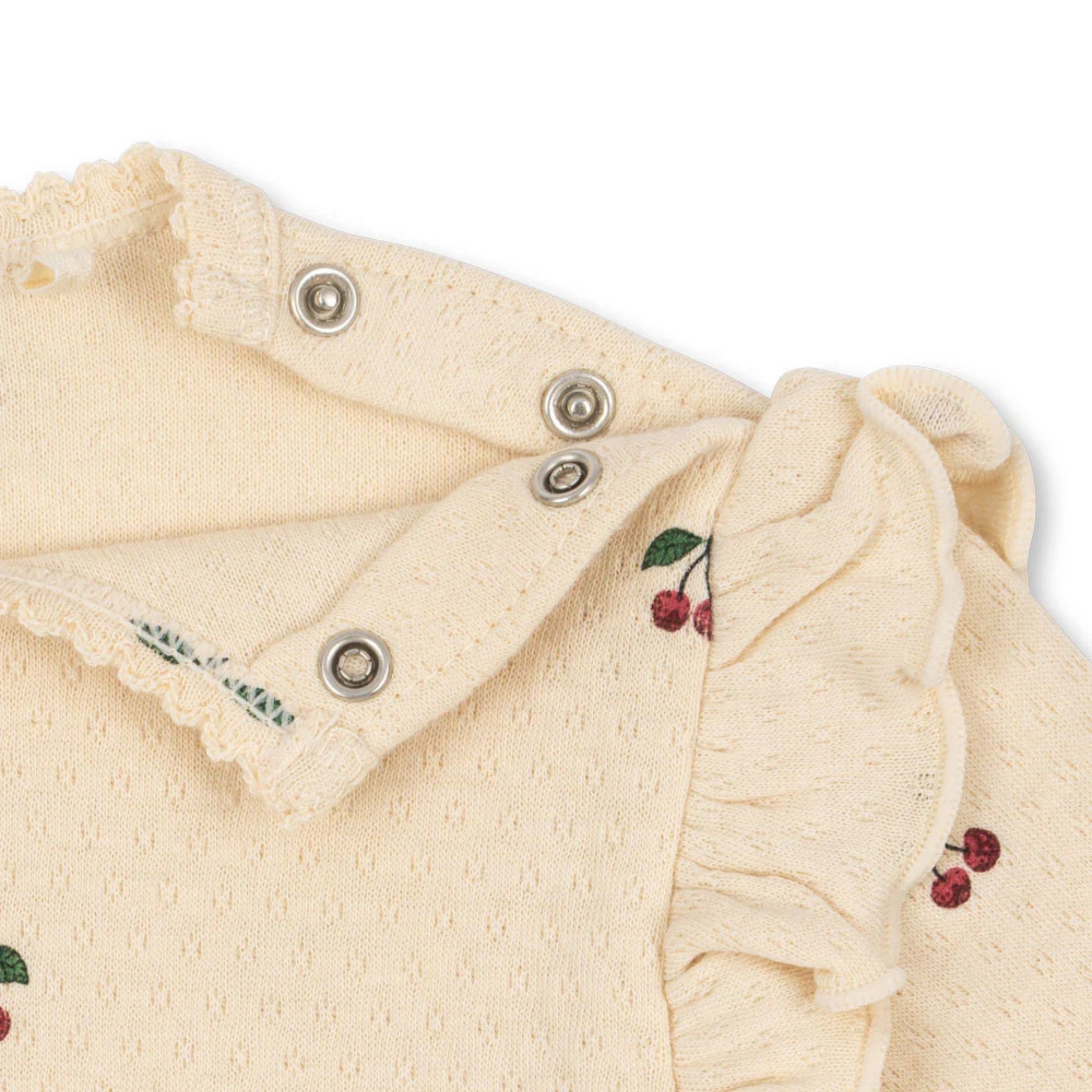 Bρεφικό κορμάκι με βολάν στους ώμους κεράσι