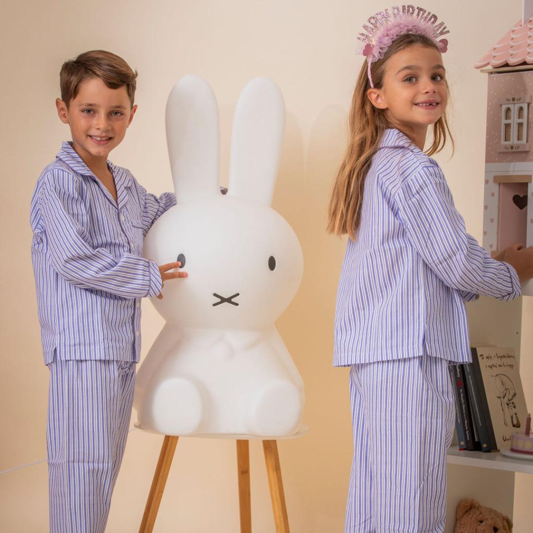 Παιδική πιτζάμα μωβ Ριγέ poplin