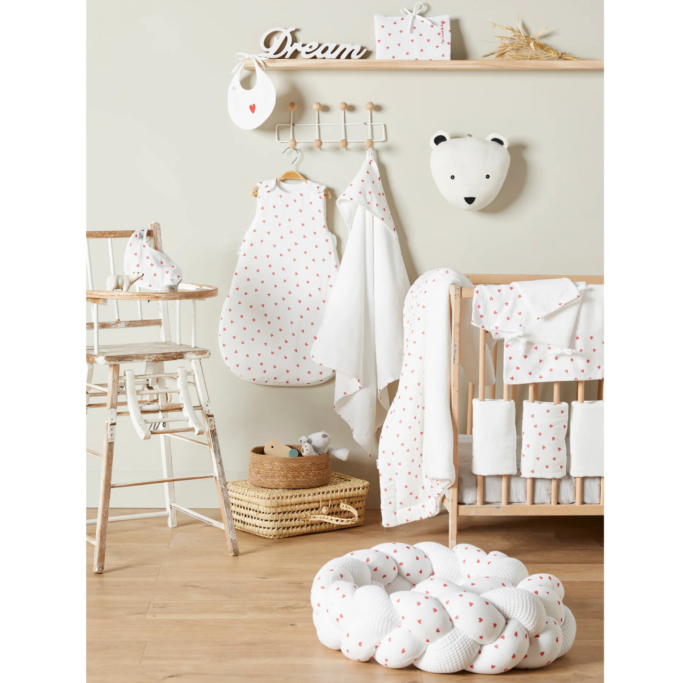 Baby changing table cover with Hearts