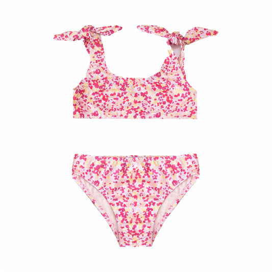 Girls bikini swimsuit ribbons floral