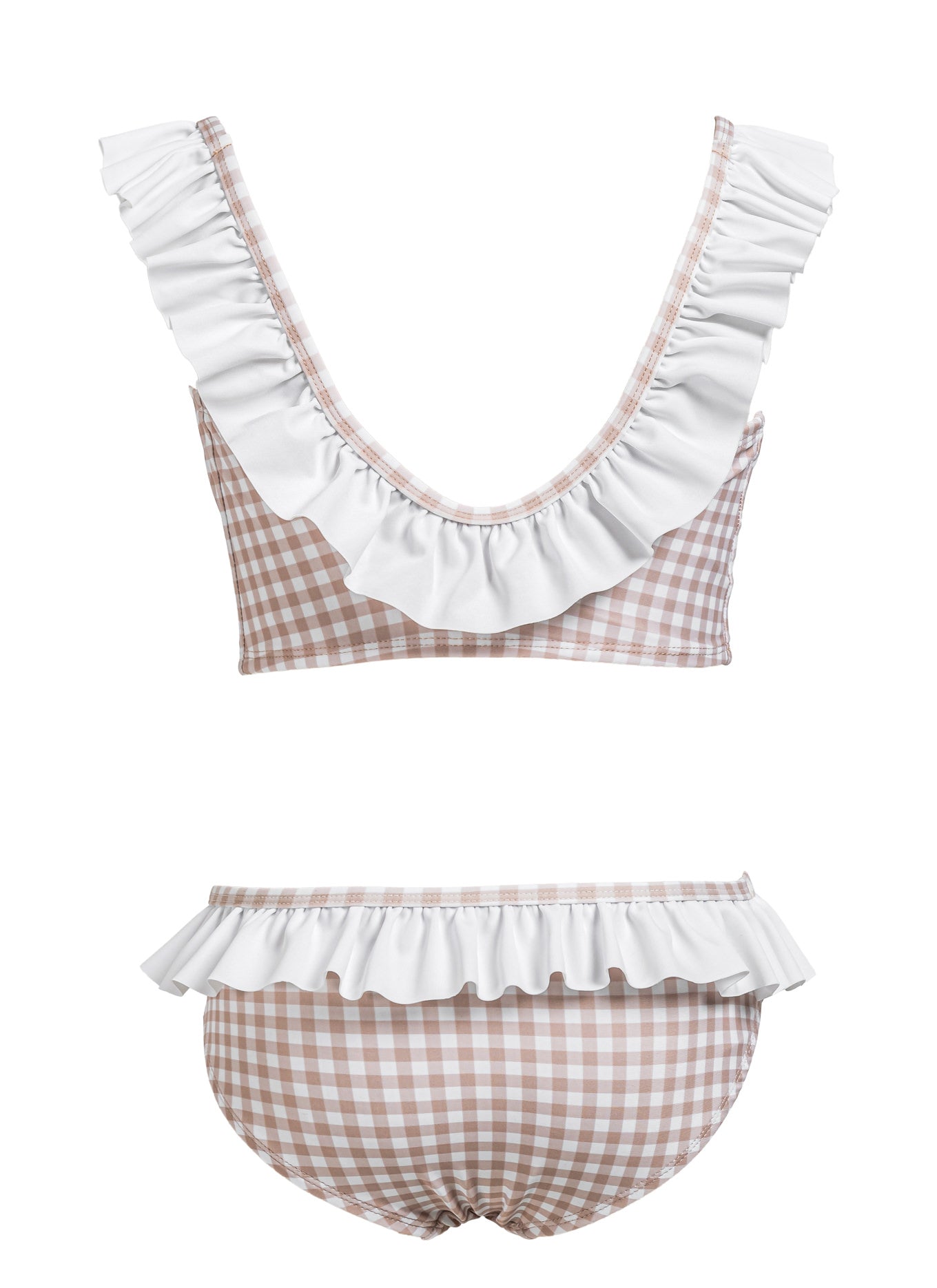 Girls' bikini swimsuit nude Gingham Ruffles