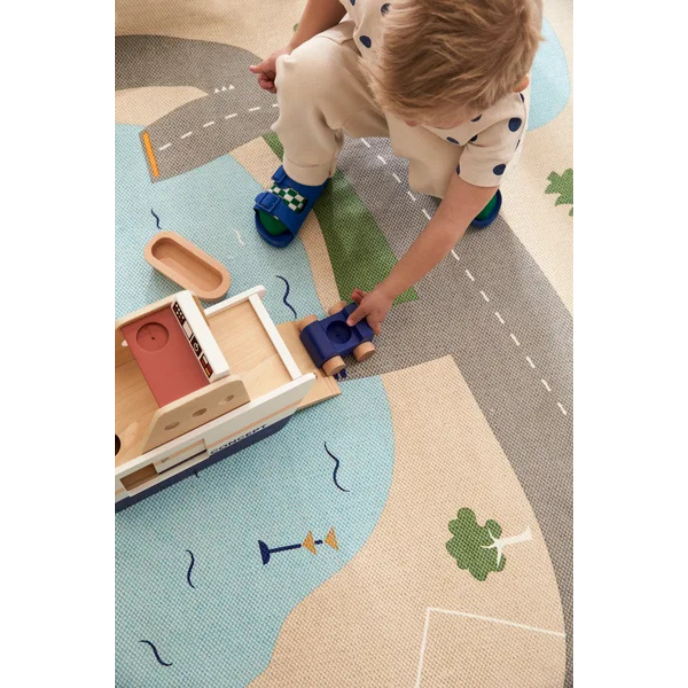 Children's wooden ship with cars AIDEN