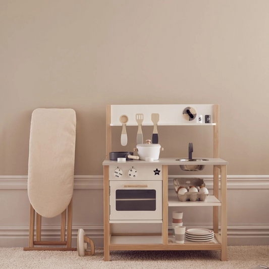 Children's wooden toy kitchen, white