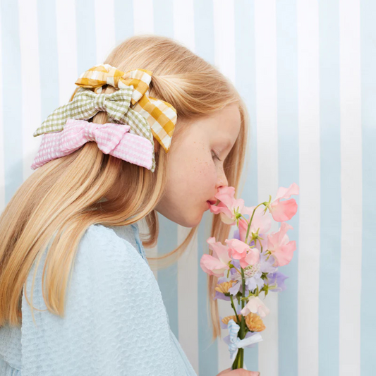 Girls Gingham Bow Hair Clips