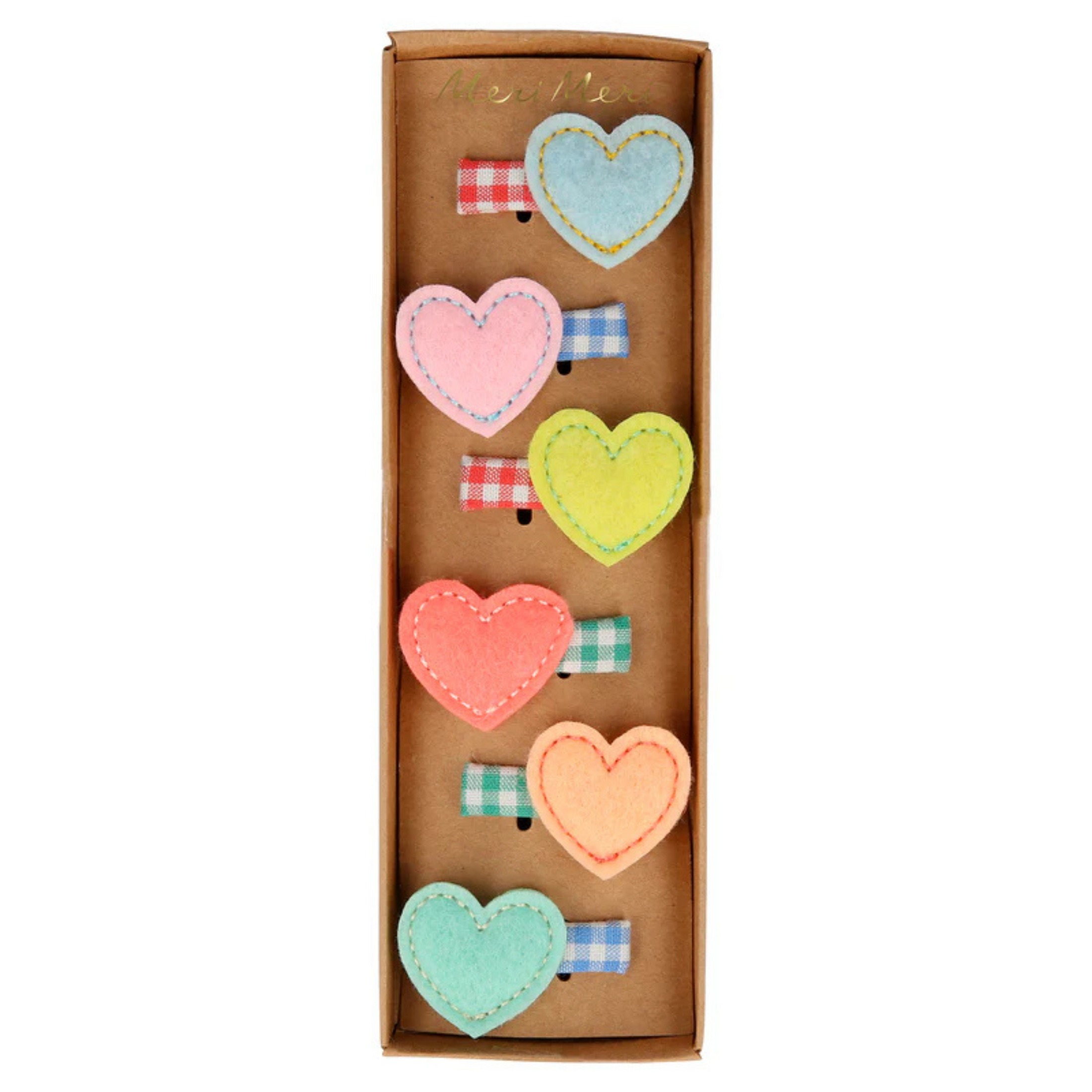 Girls fabric heart hair clips