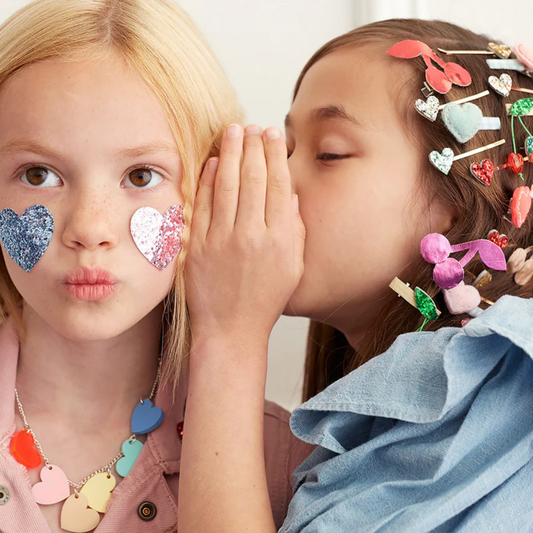 Girls fabric heart hair clips