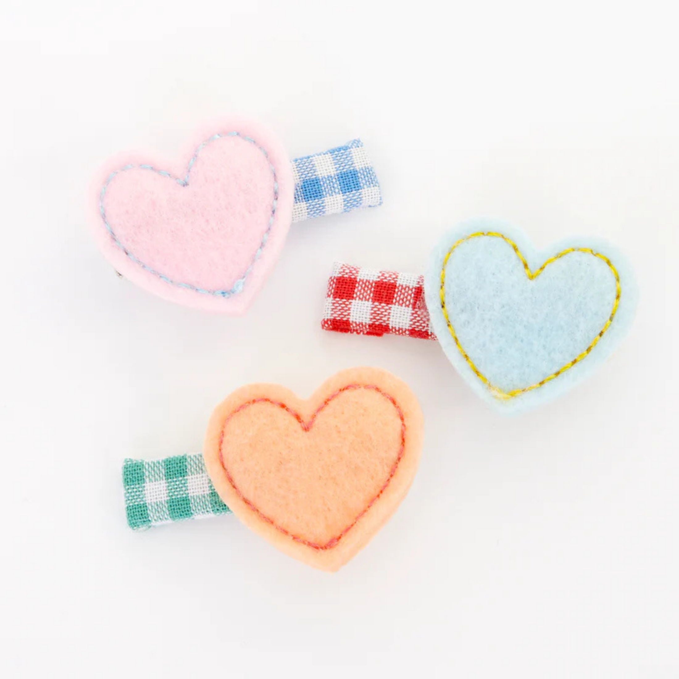 Girls fabric heart hair clips