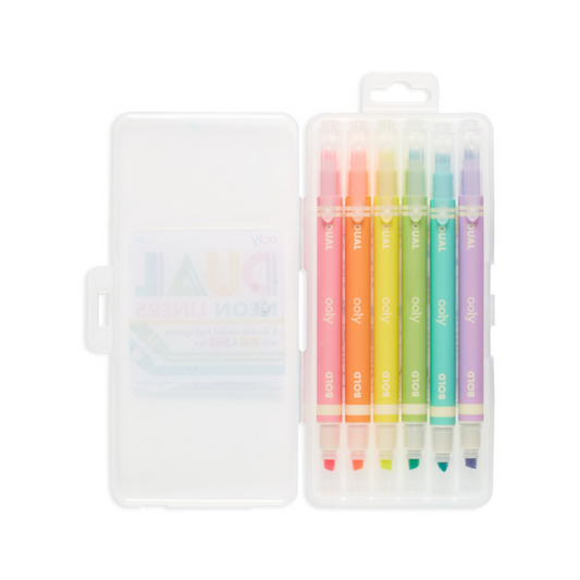 Kids set of 6 Neon Dual Liner markers