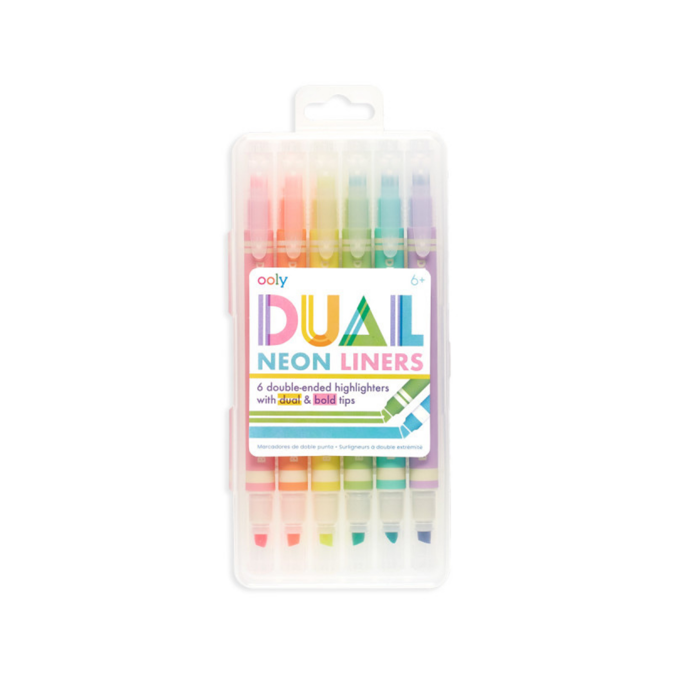 Kids set of 6 Neon Dual Liner markers