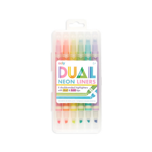 Kids set of 6 Neon Dual Liner markers