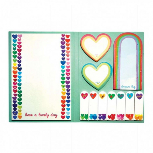 Children's notebook with Rainbow Hearts bookmarks