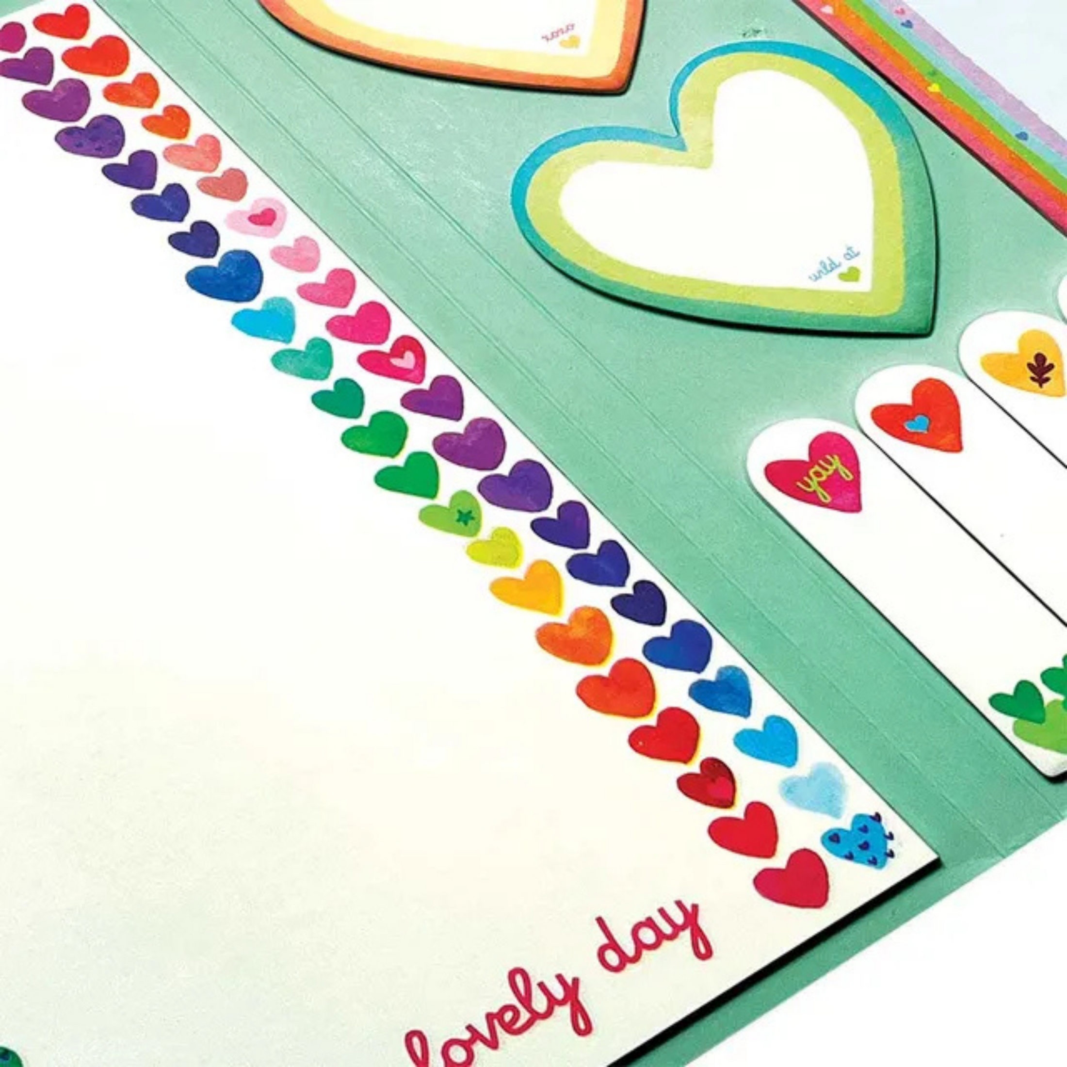 Children's notebook with Rainbow Hearts bookmarks