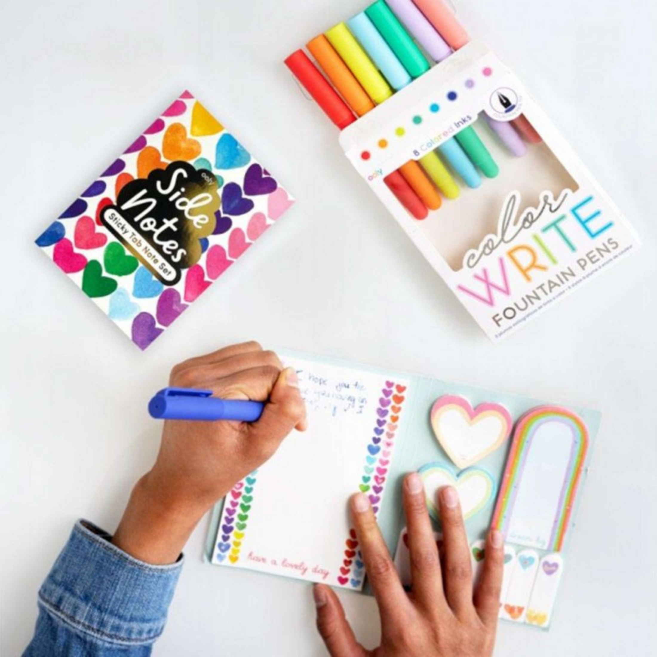 Children's notebook with Rainbow Hearts bookmarks