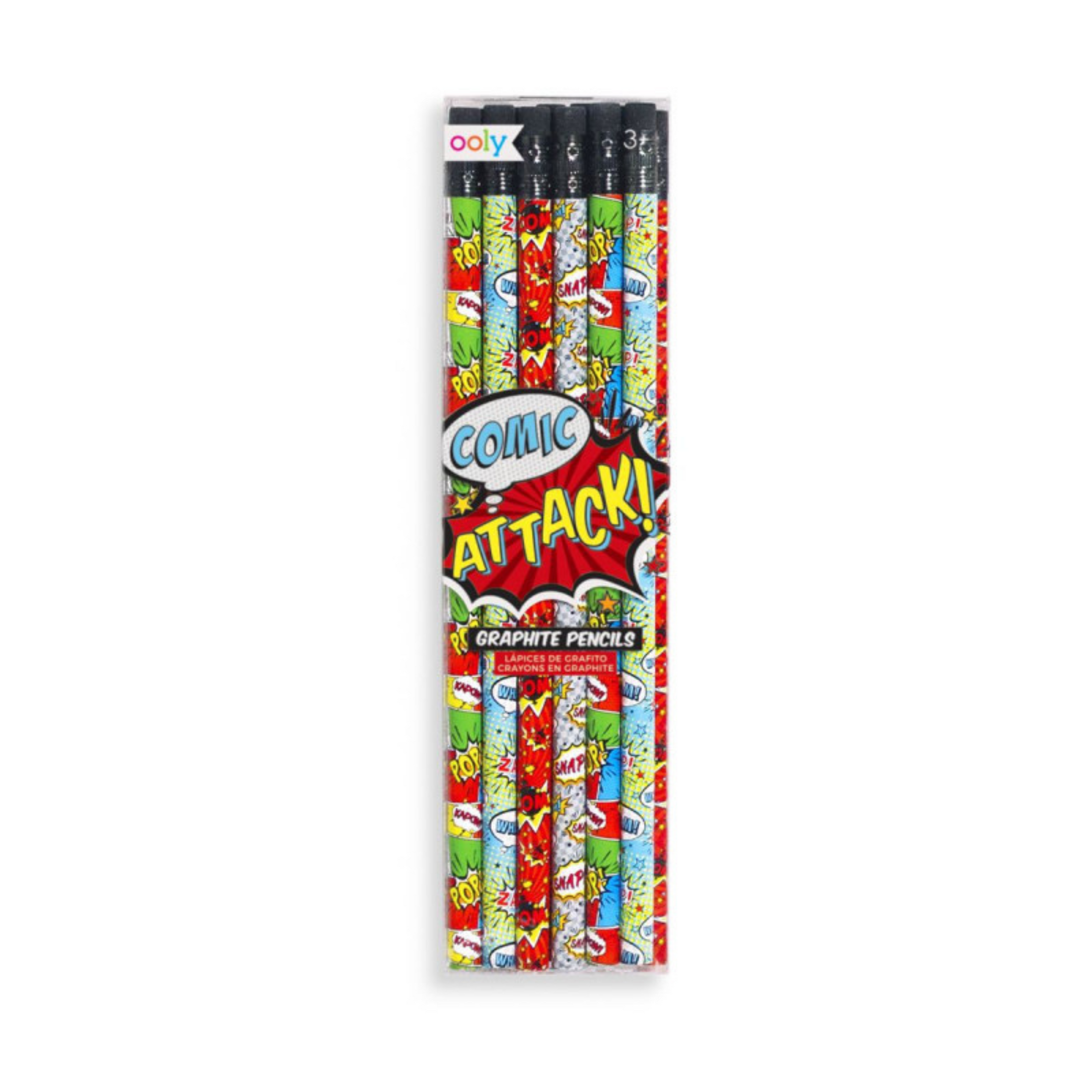 Comic Attack children's pencil-eraser set