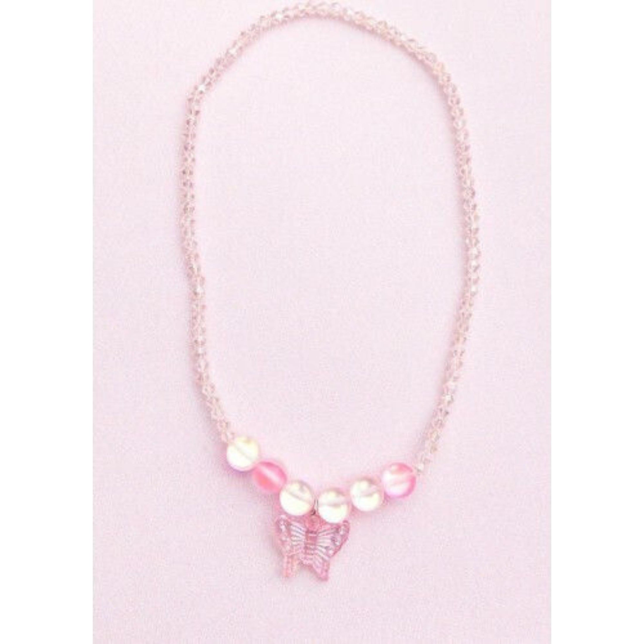 Παιδικό κολιέ Pink Crystal πεταλούδα