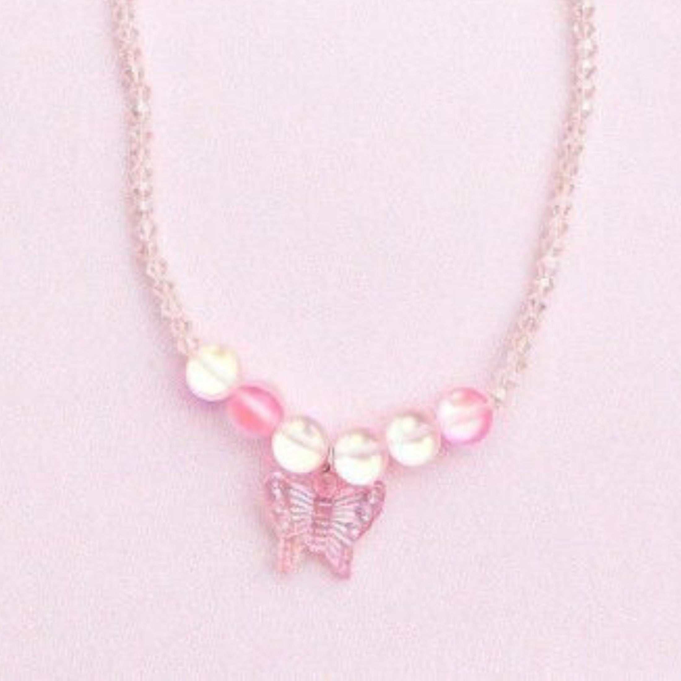 Παιδικό κολιέ Pink Crystal πεταλούδα