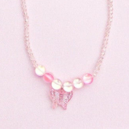 Παιδικό κολιέ Pink Crystal πεταλούδα