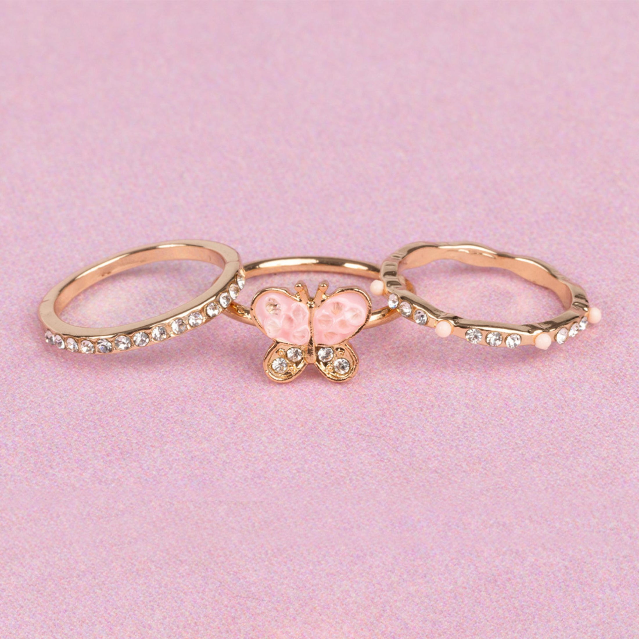 Παιδικό σετ 3 δαχτυλίδια Boutique Πεταλούδα