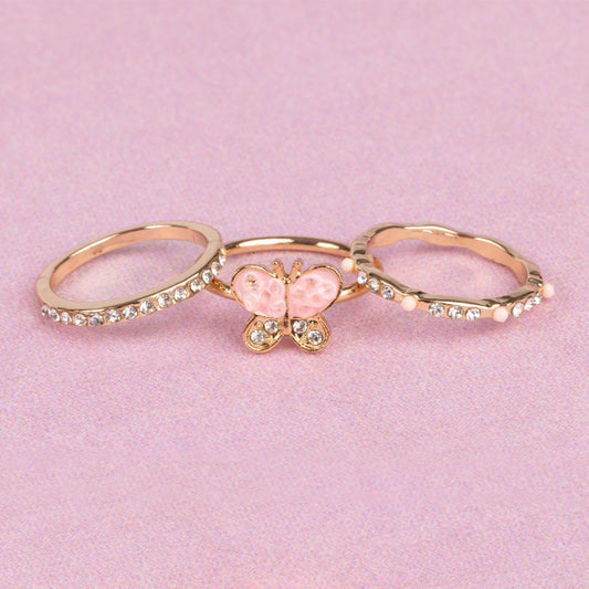 Παιδικό σετ 3 δαχτυλίδια Boutique Πεταλούδα