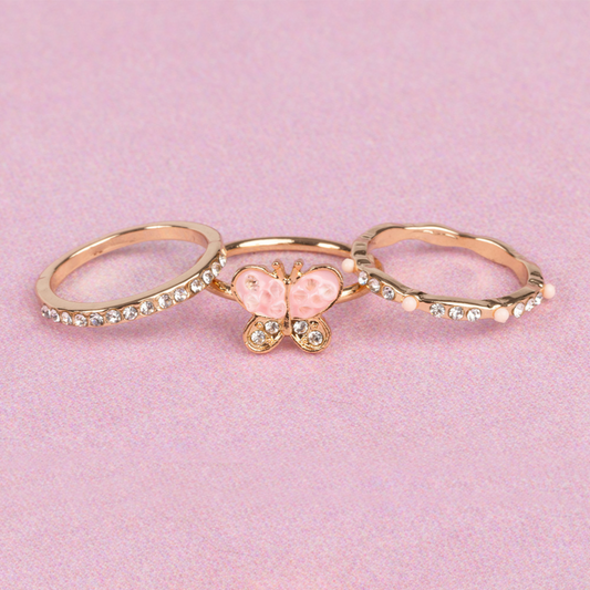 Set of 3 Boutique Butterfly rings