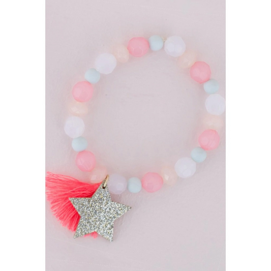 Girls bracelet gold glitter Star-pompon