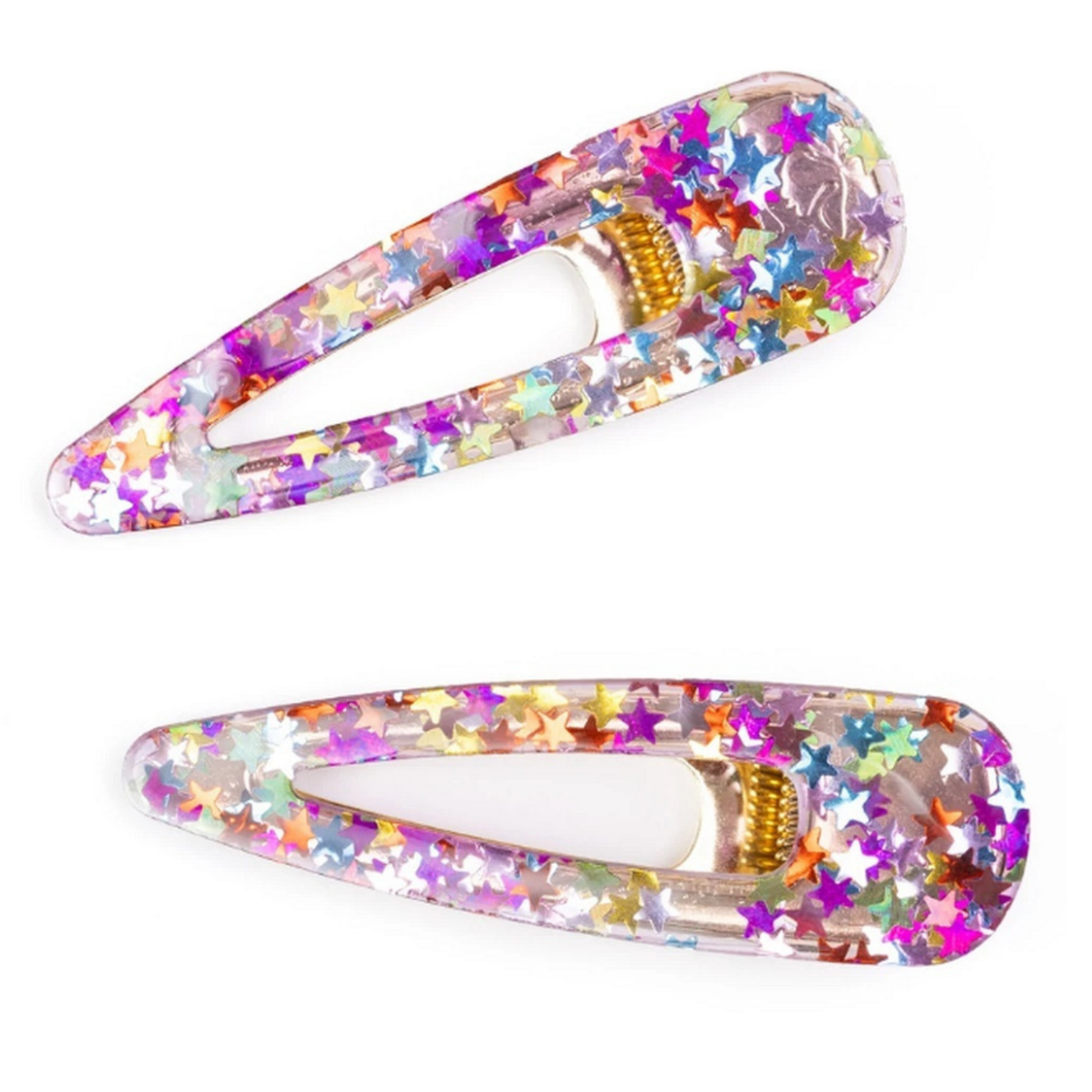 Girls transparent hair clips with colorful stars