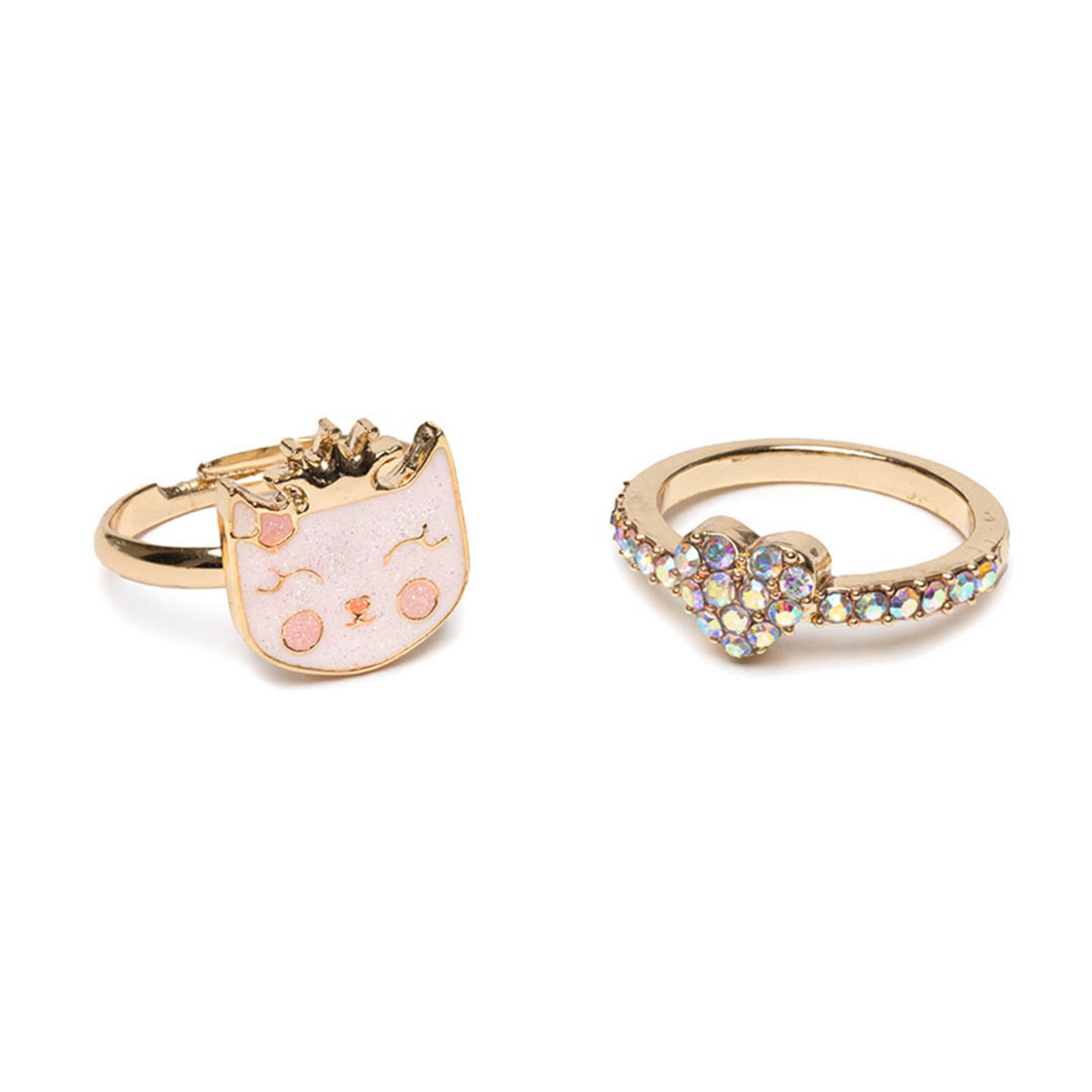 Girls set of 2 Boutique rings Kitty-heart