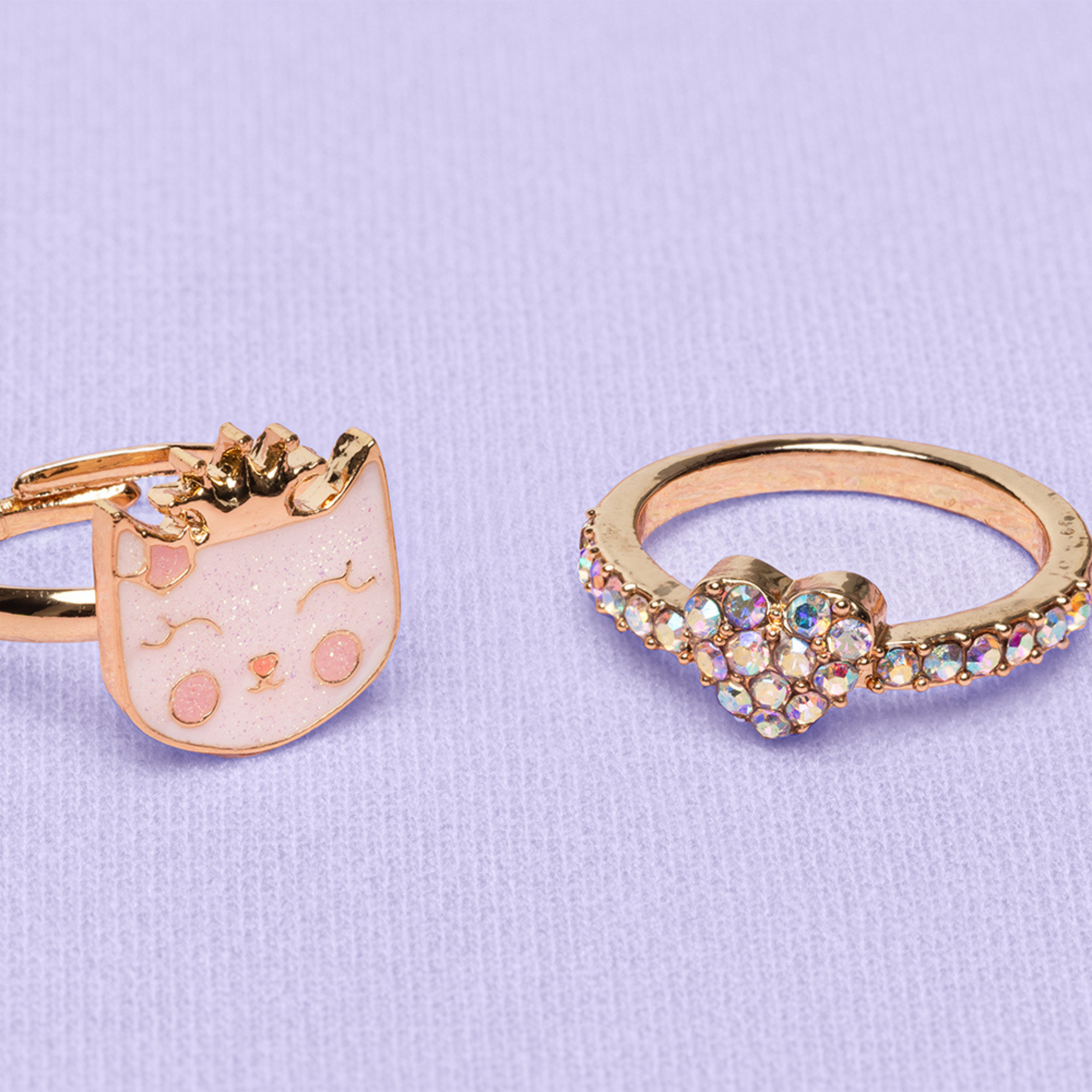 Girls set of 2 Boutique rings Kitty-heart