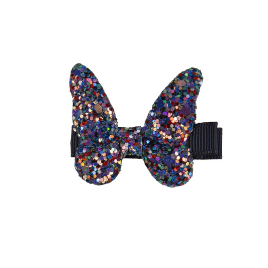 Girls hair clips blue with glitter Butterfly