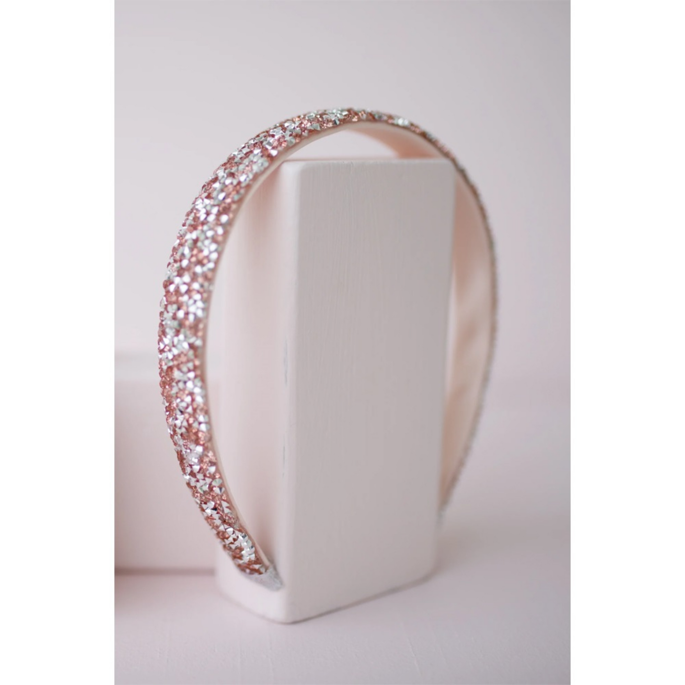 Girls salmon hair band with rhinestones