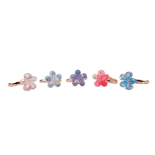 Girls set of 5 rings Flowers