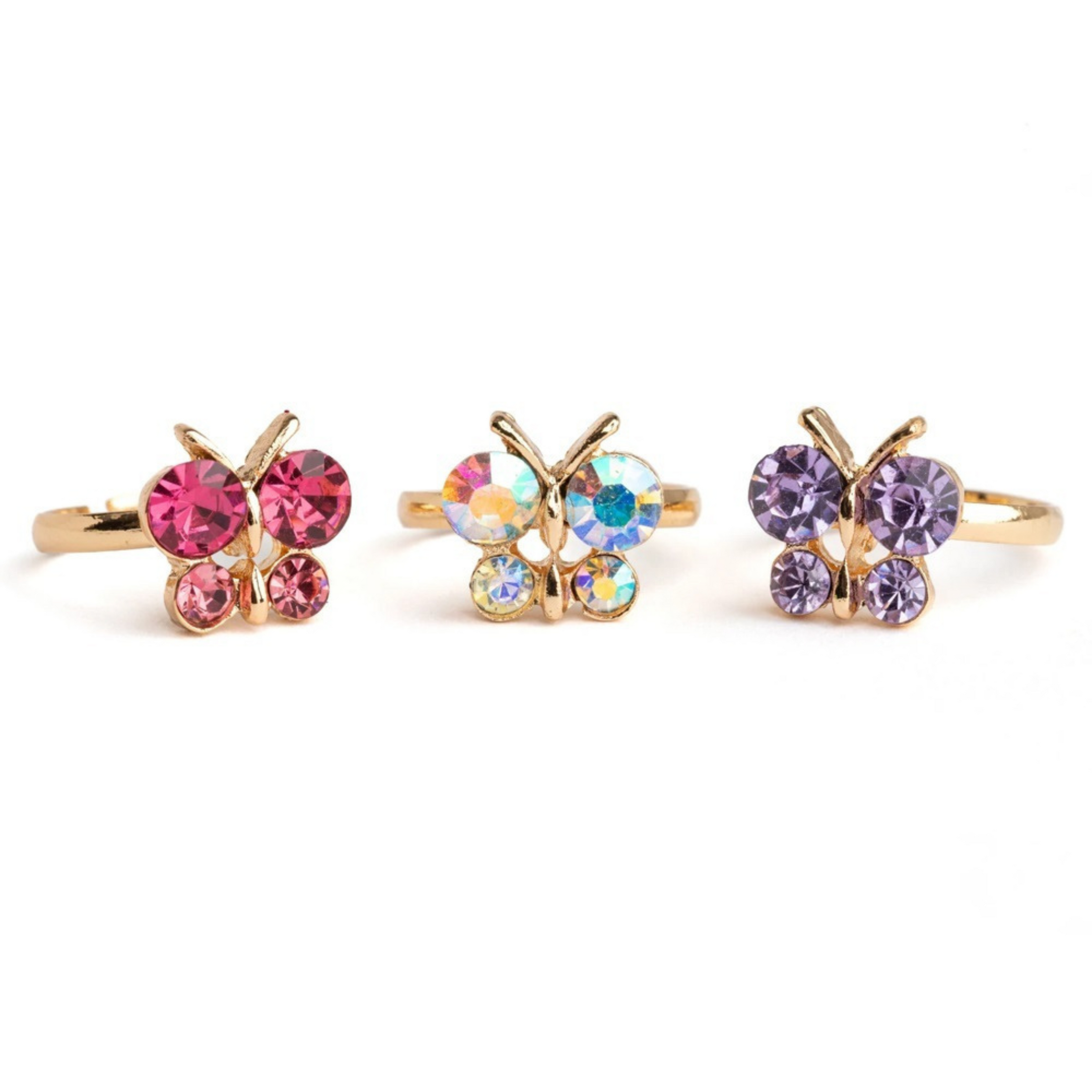 Girls set of 3 rings Butterflies