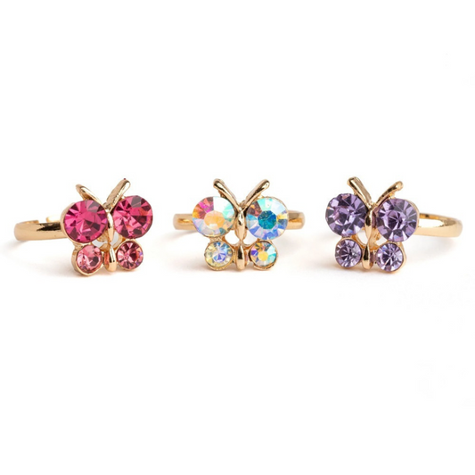 Girls set of 3 rings Butterflies