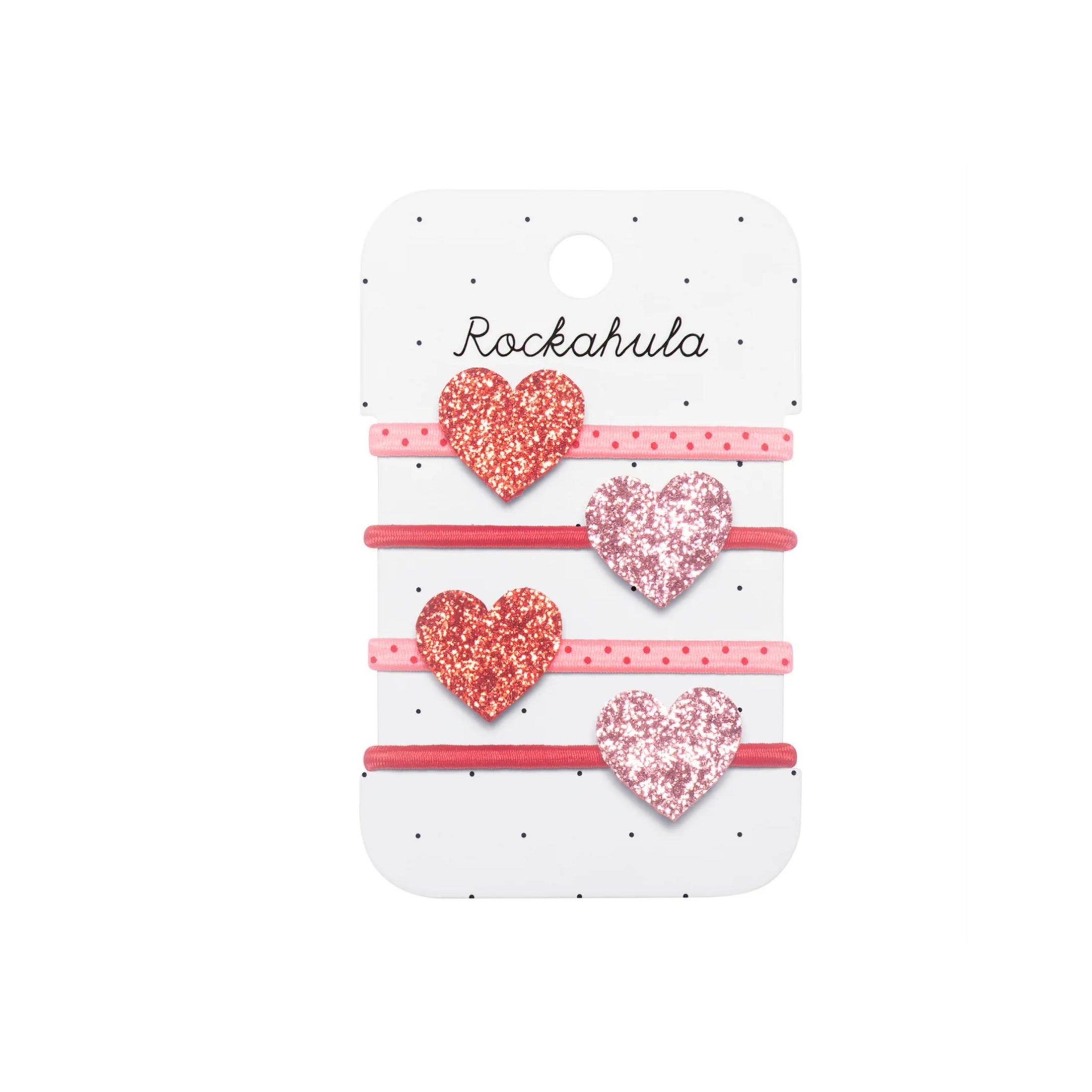 Παιδικά λαστιχάκια μαλλιών με γκλίτερ Love Heart Rockahula
