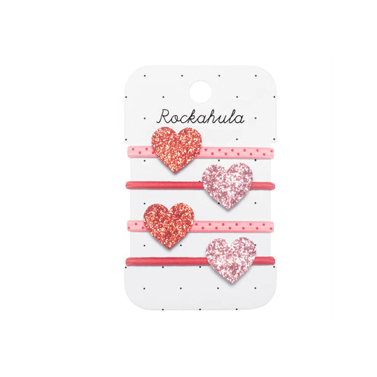 Παιδικά λαστιχάκια μαλλιών με γκλίτερ Love Heart Rockahula