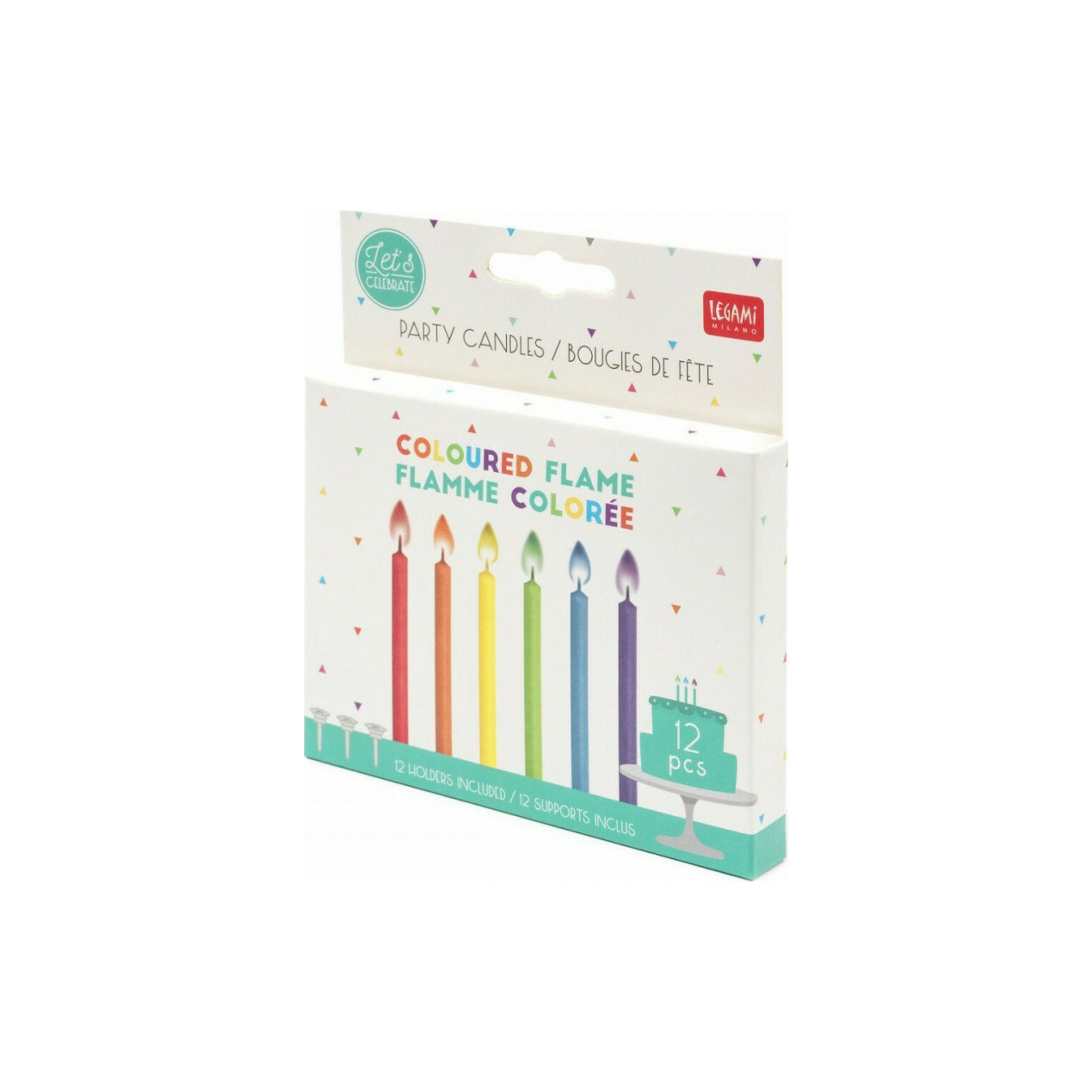 Children's 12 party candles with colored flame