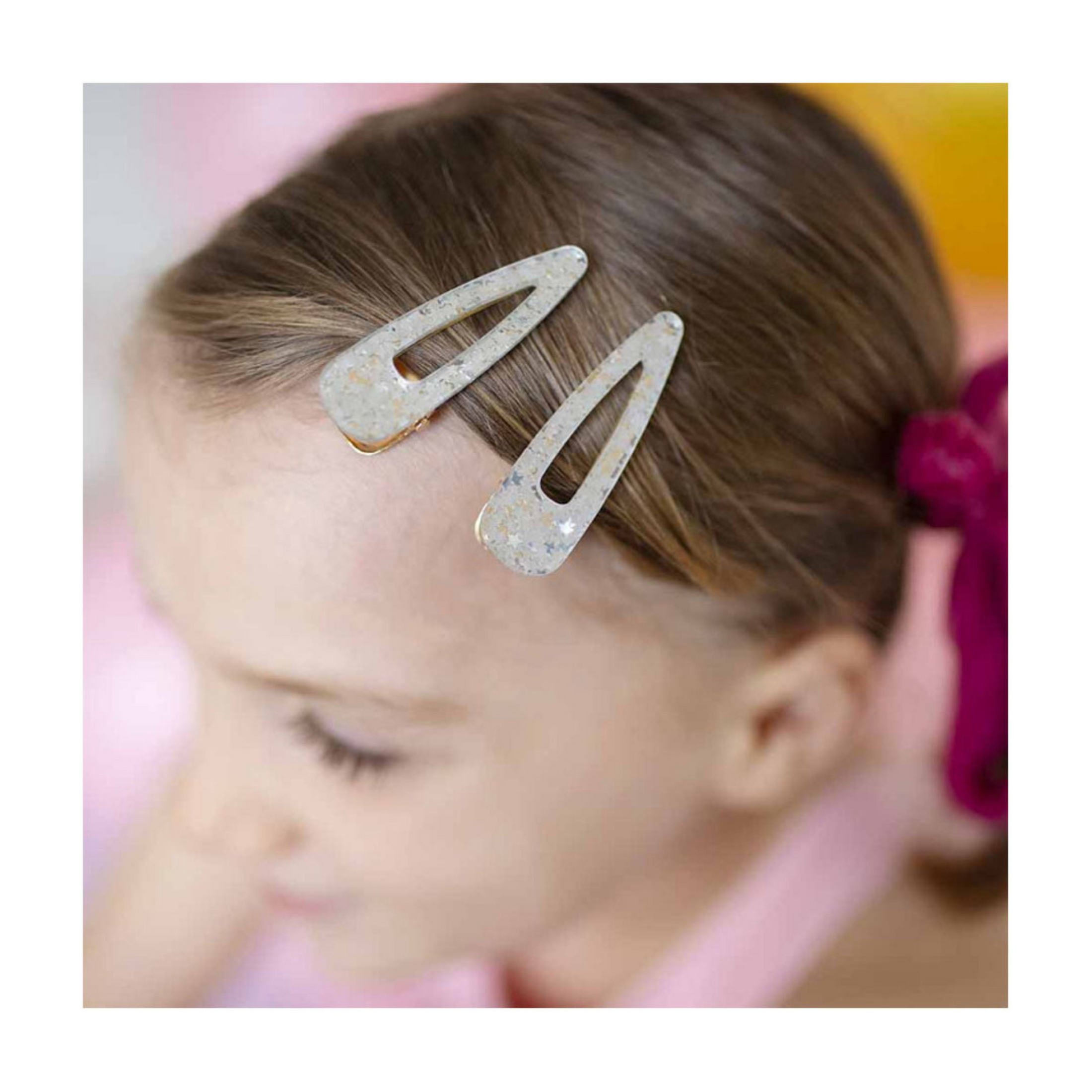 Girls transparent hair clips with stars