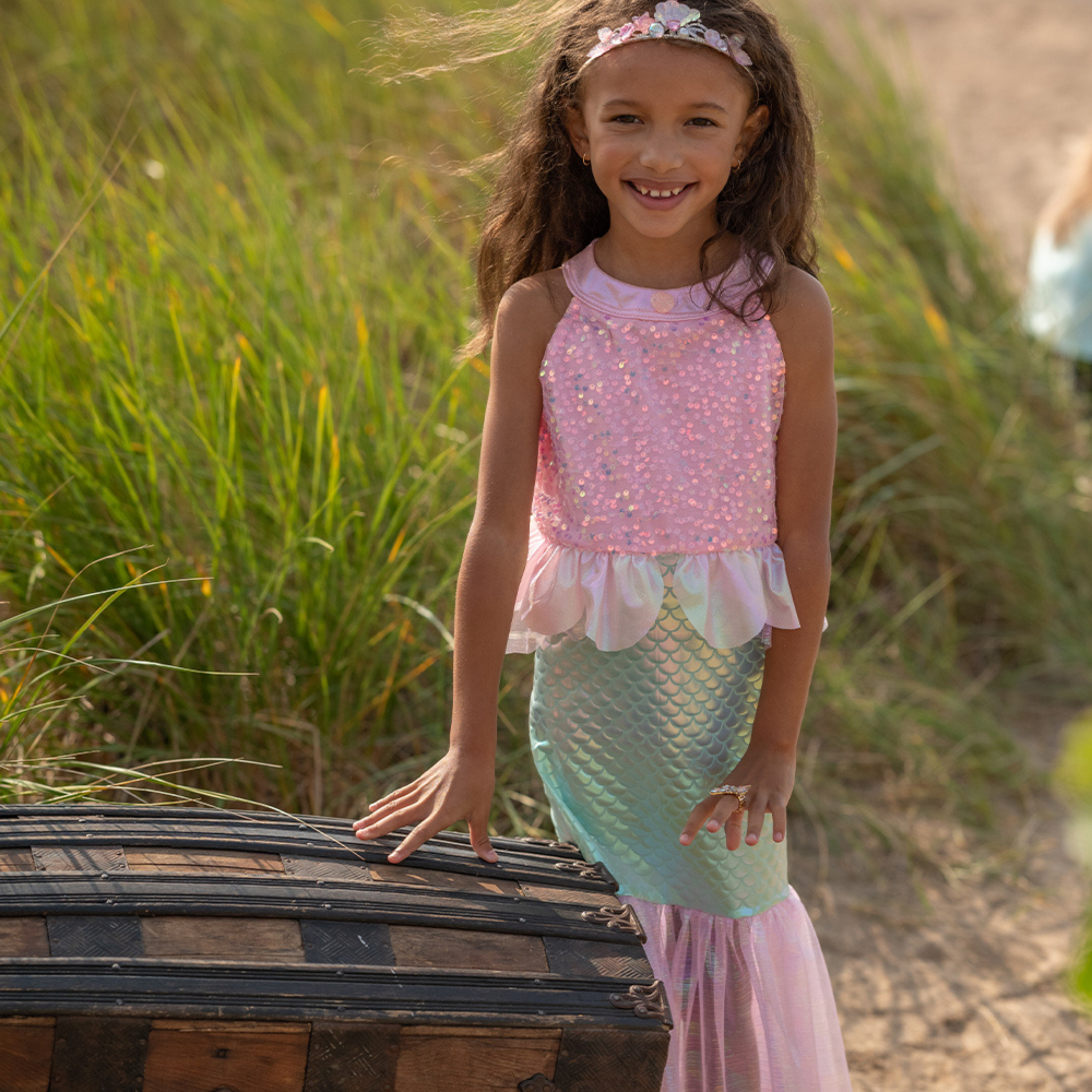 Girls Mermaid costume with pink sequins