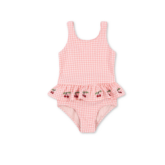 Baby one-piece swimsuit with cherries