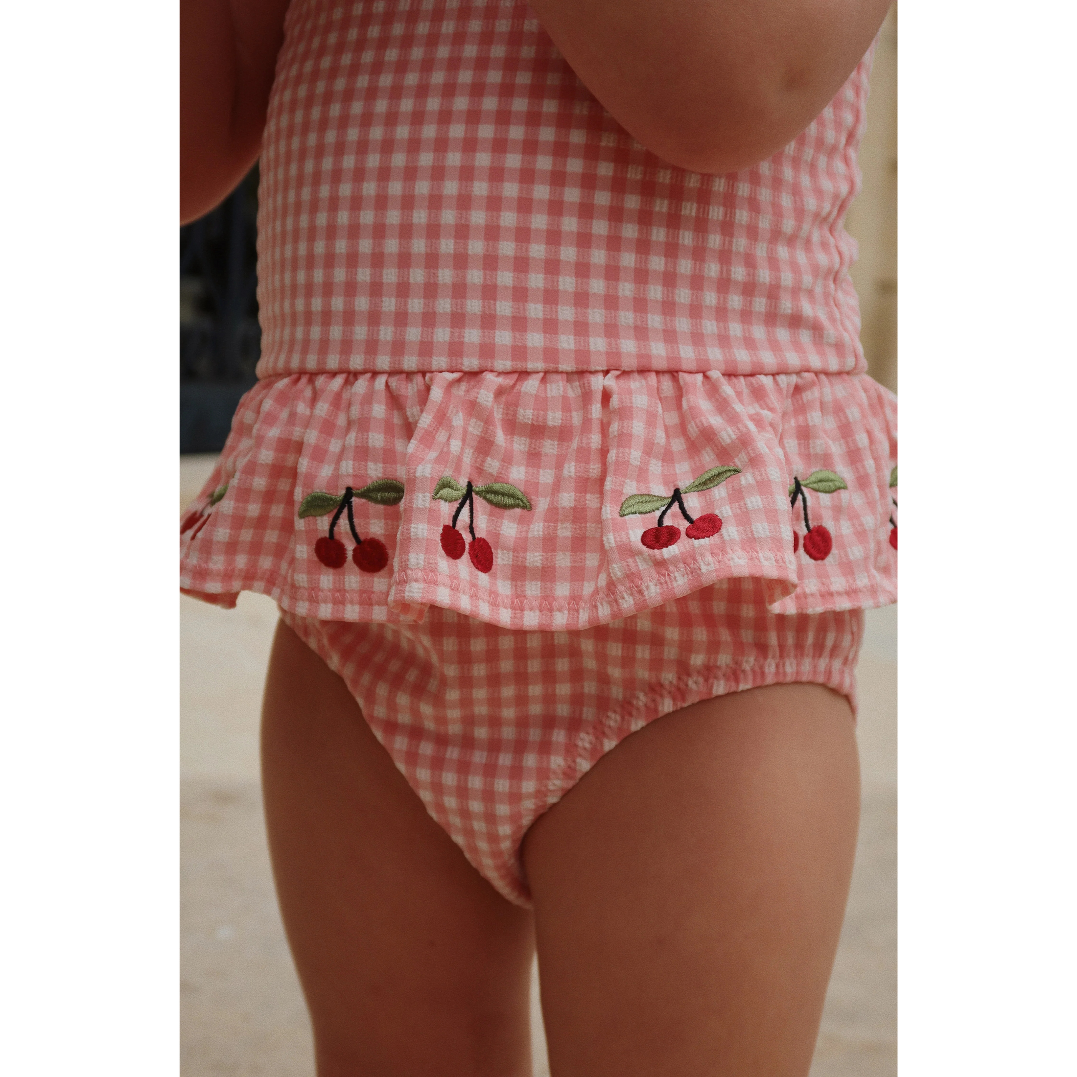 Baby one-piece swimsuit with cherries