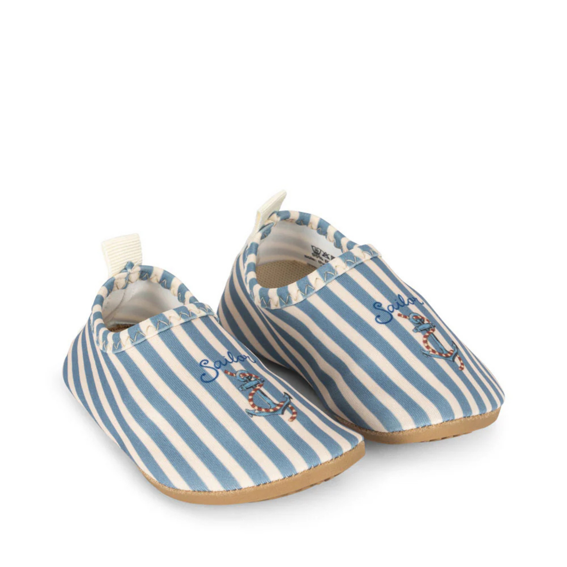 Baby beach shoes with blue stripes