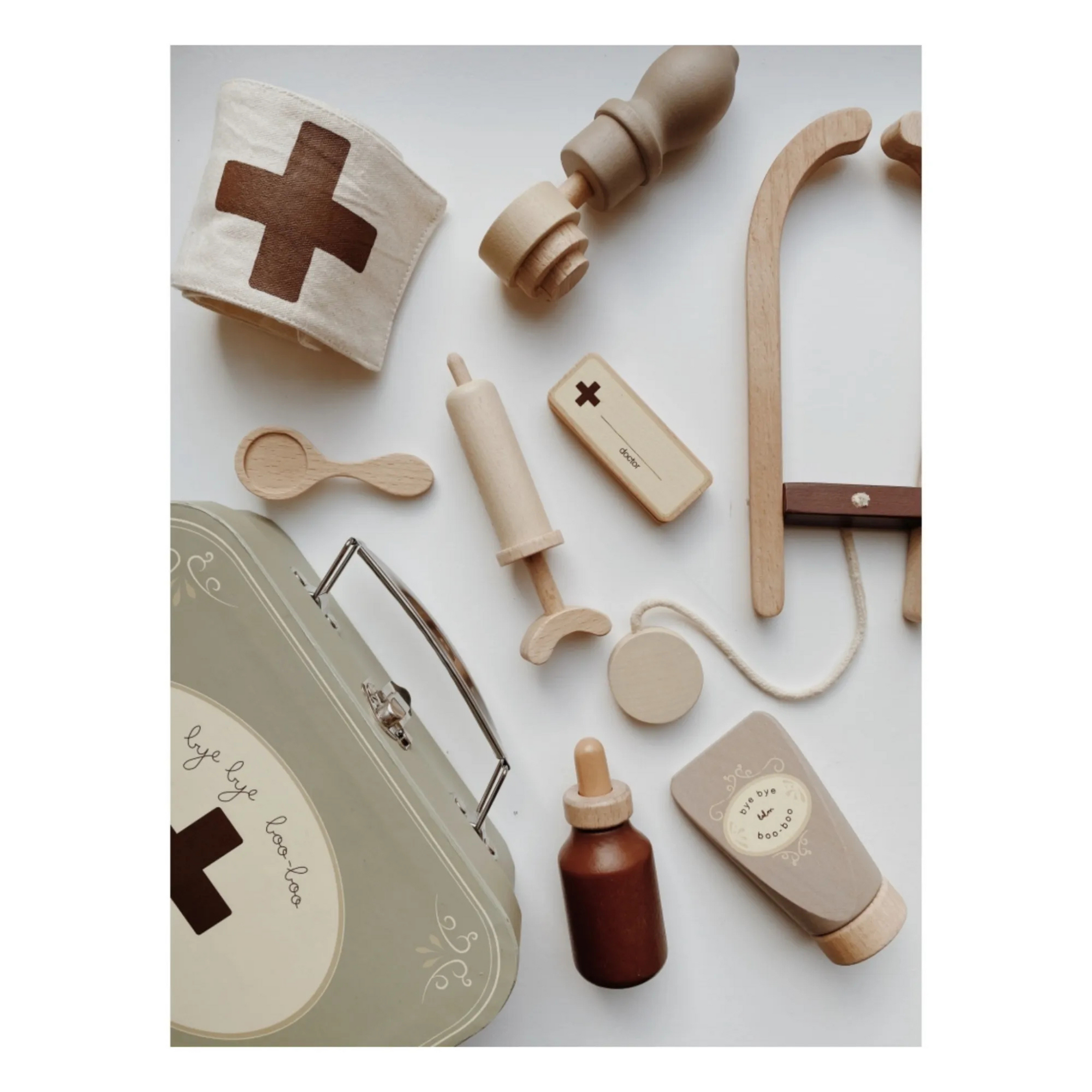 Children's wooden toy Doctor's suitcase with tools