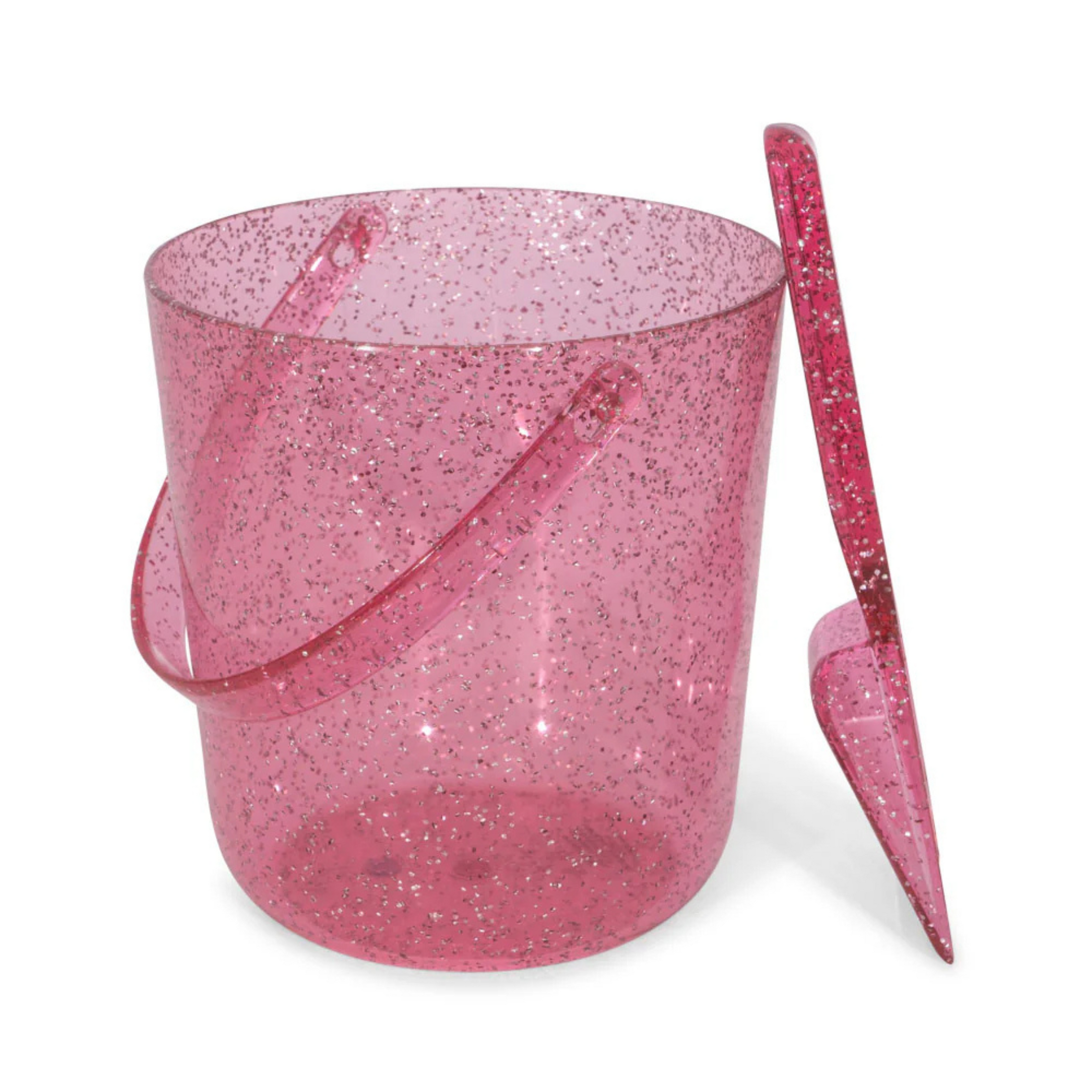 Kids beach bucket set pink with glitter